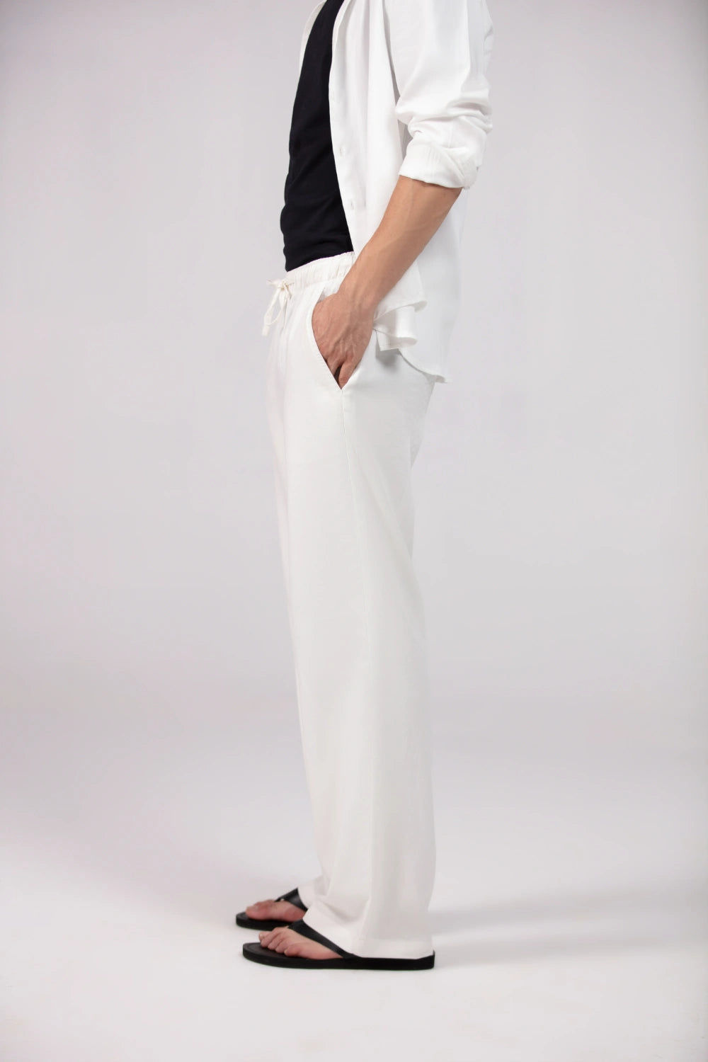 Linen Wide Leg Pants - Elasticated-thumbmail-5