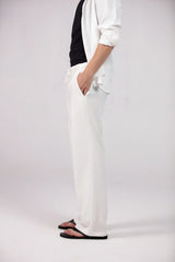 Linen Wide Leg Pants - Elasticated