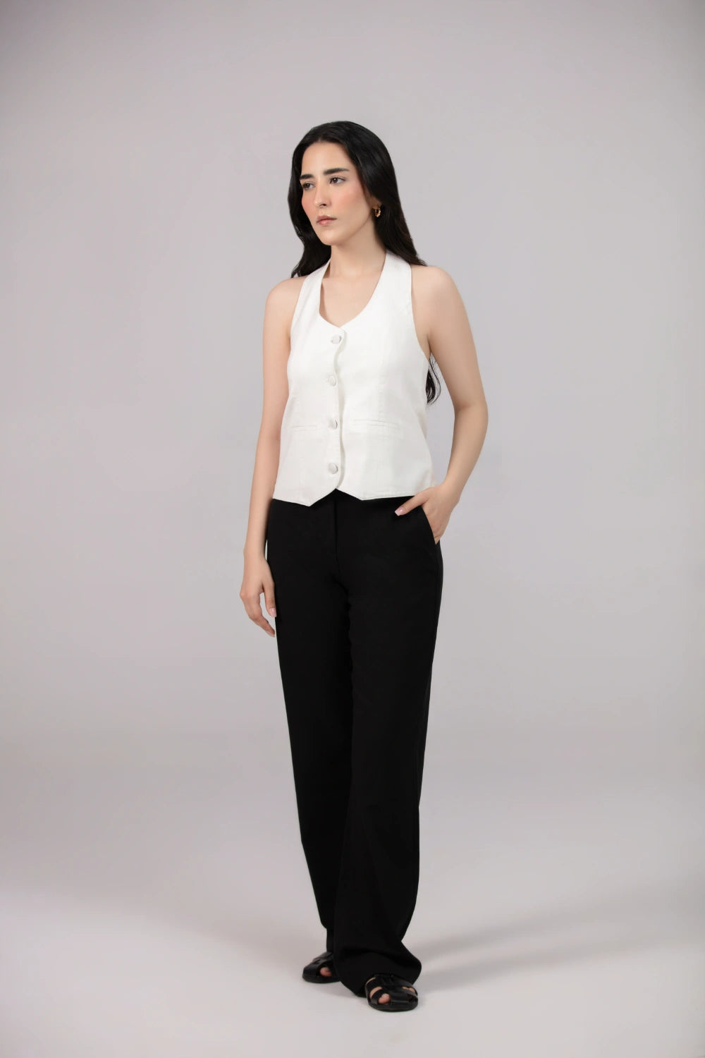 Halter Neck Linen Waist Top