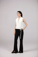 Cross Wrap Linen Waist Top