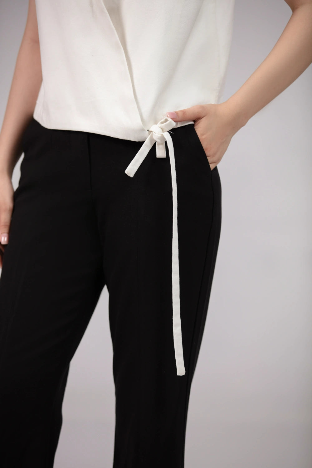 Cross Wrap Linen Waist Top-thumbmail-3