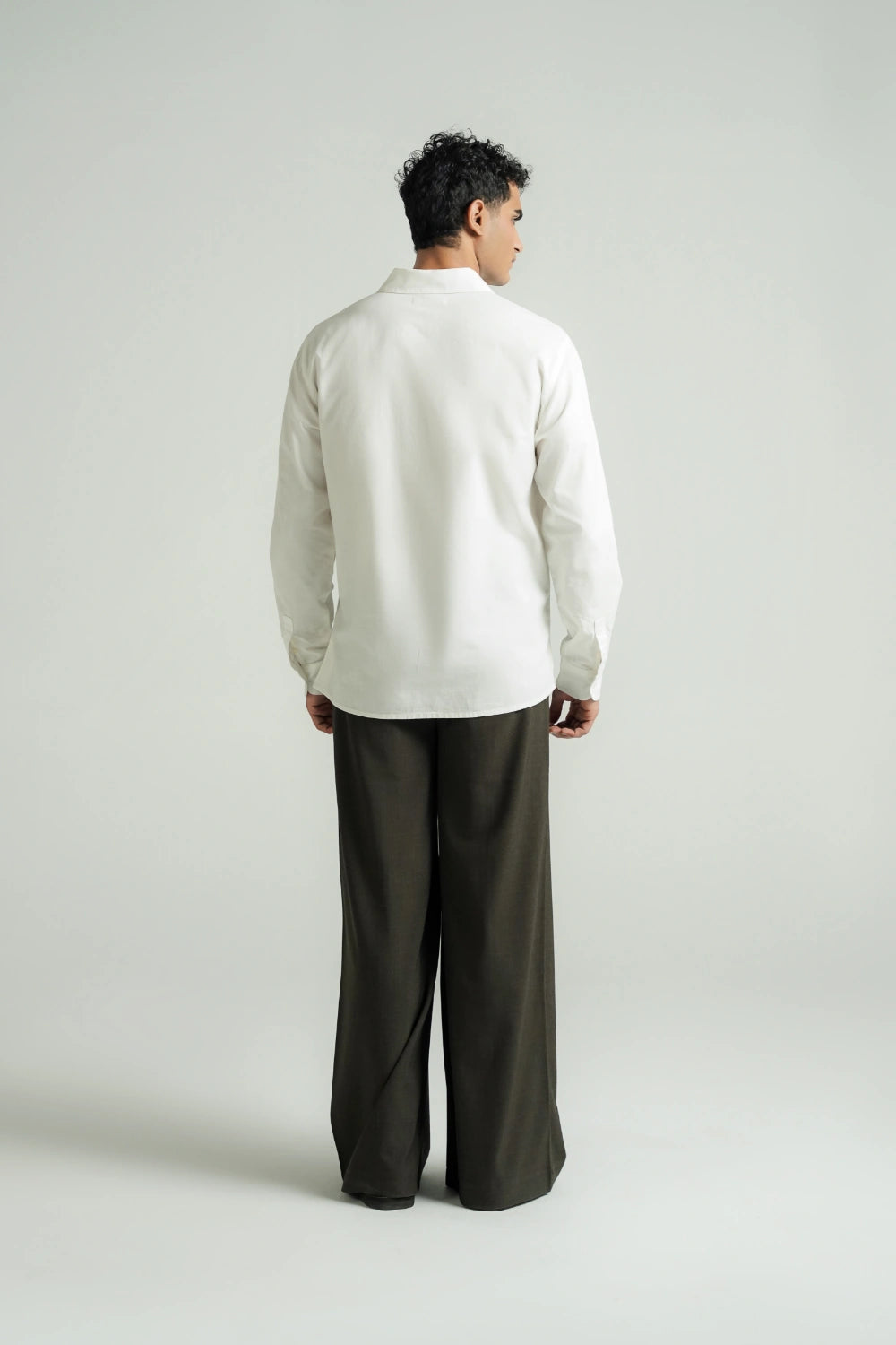 Casual Half Button Shirt White