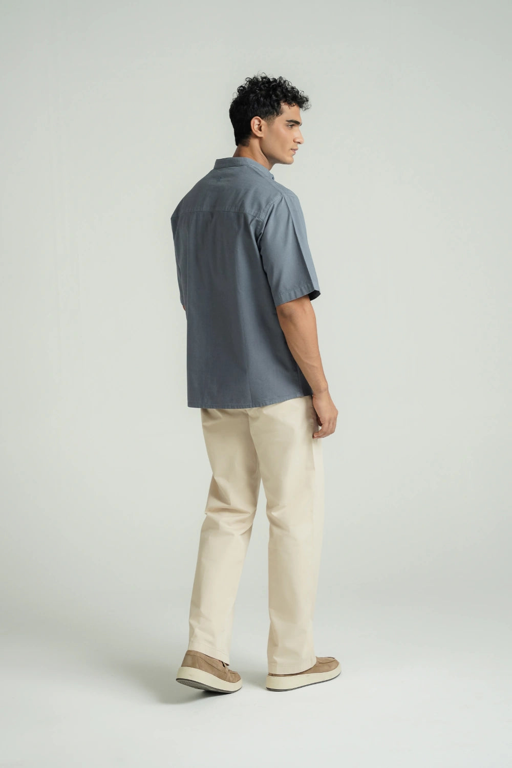 Mandarin Collar Shirt Blue-thumbmail-4