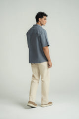 Mandarin Collar Shirt Blue