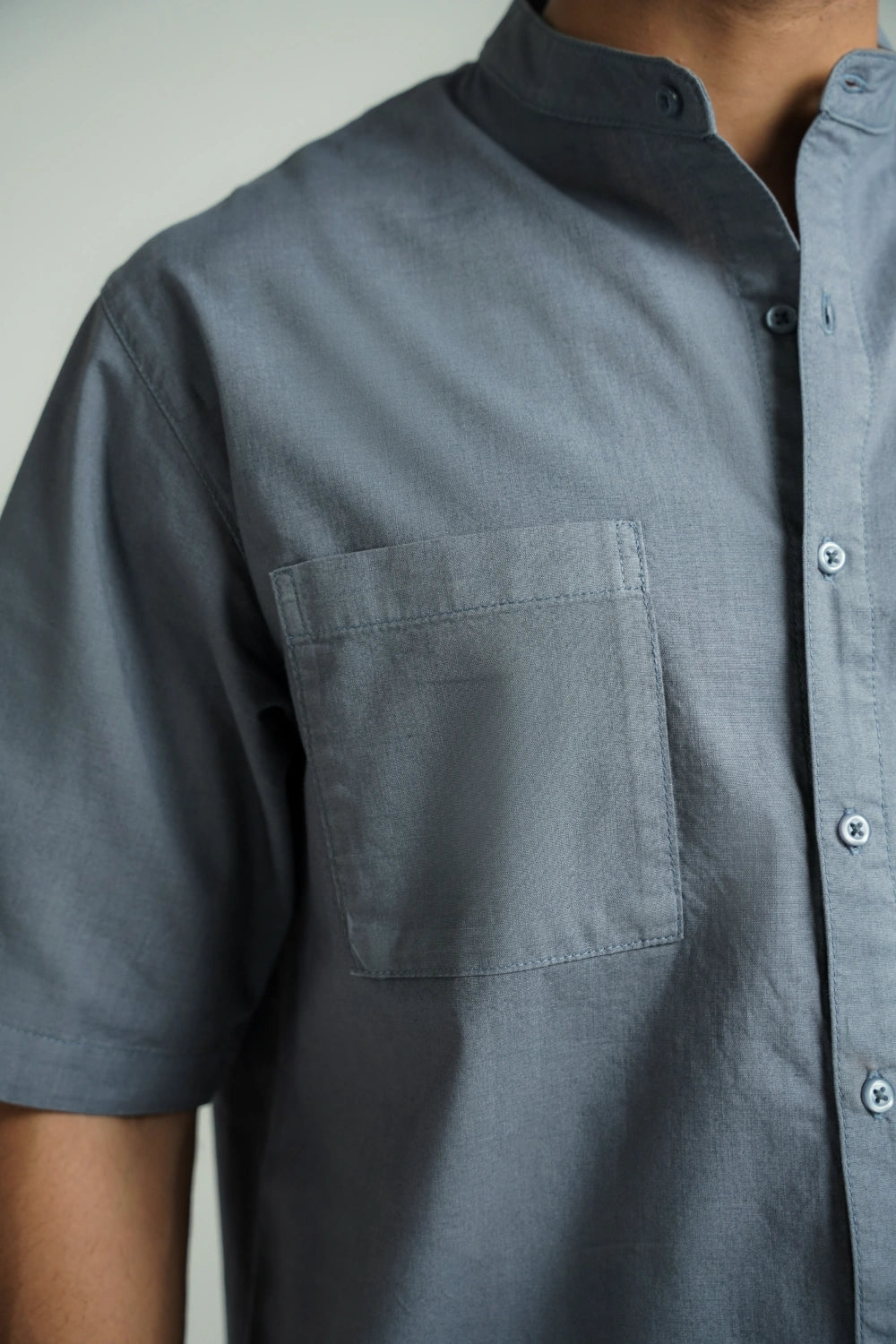 Mandarin Collar Shirt Blue-thumbmail-6