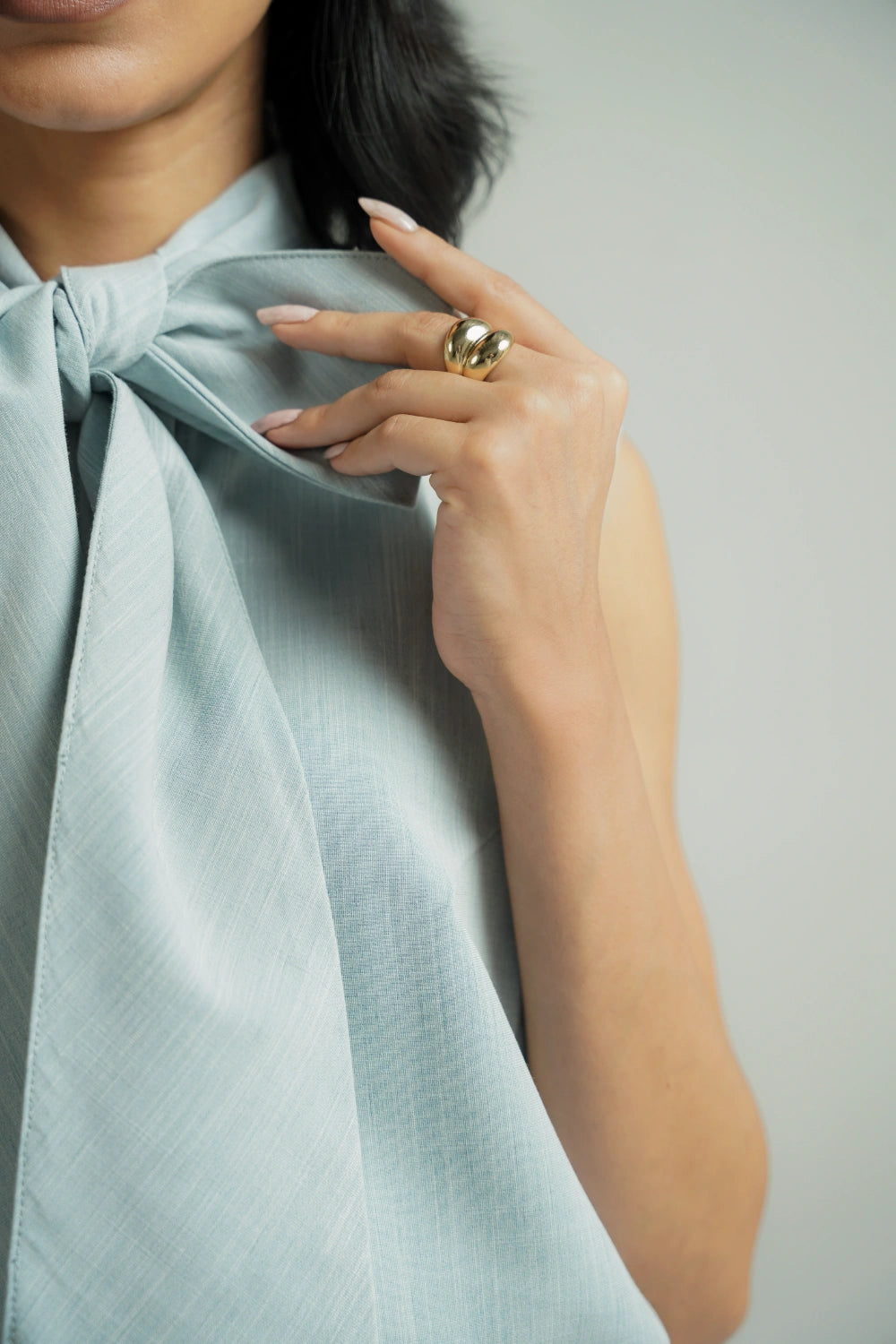Bow-Tie Blouse Blue-thumbmail-4