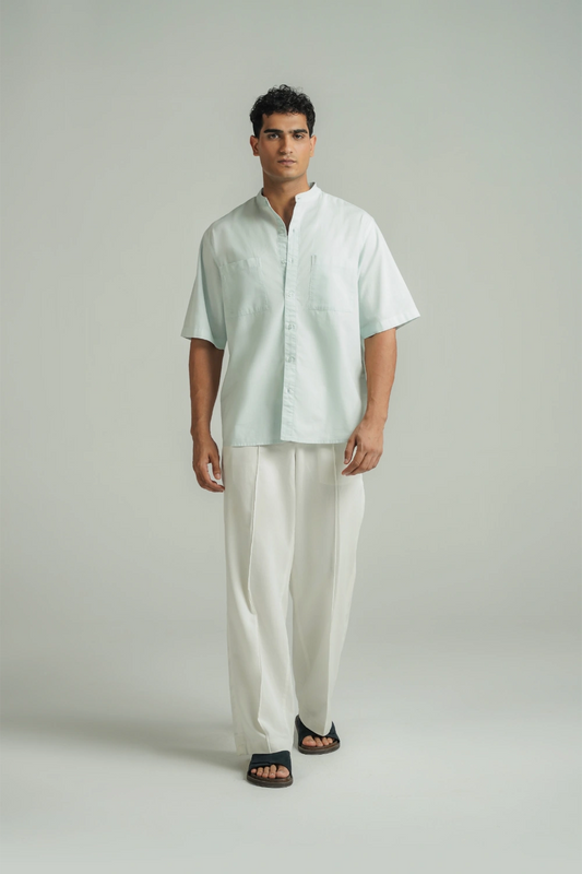 Mandarin Collar Shirt Ice Blue