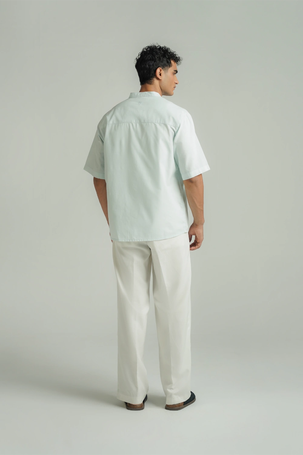 Mandarin Collar Shirt Ice Blue-thumbmail-4
