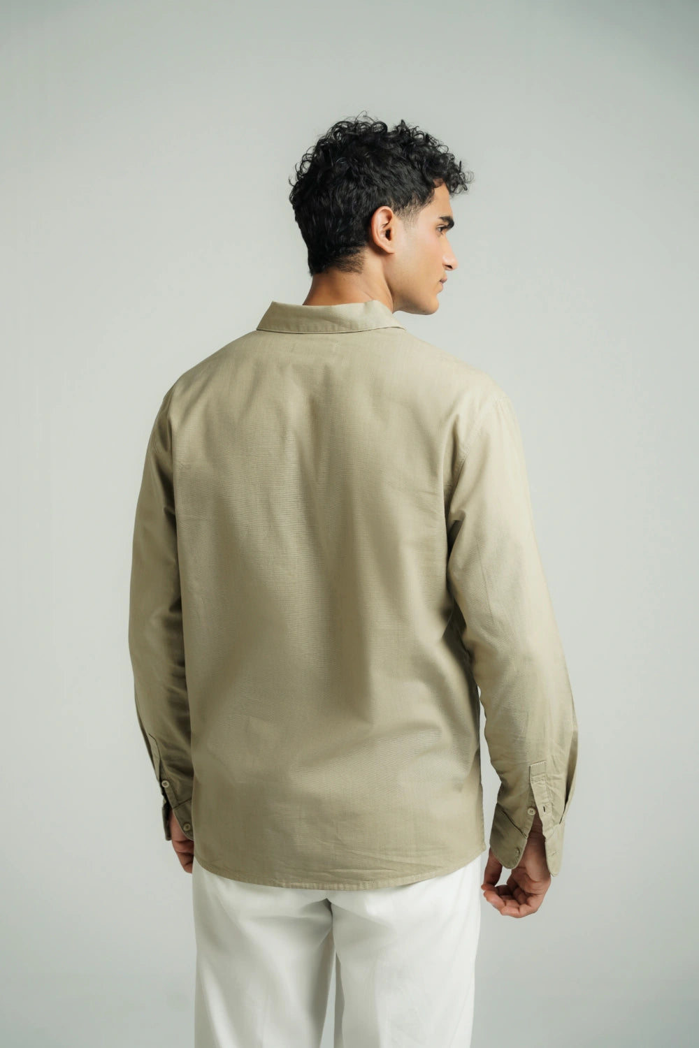 Casual Half Button Shirt Olive-thumbmail-7