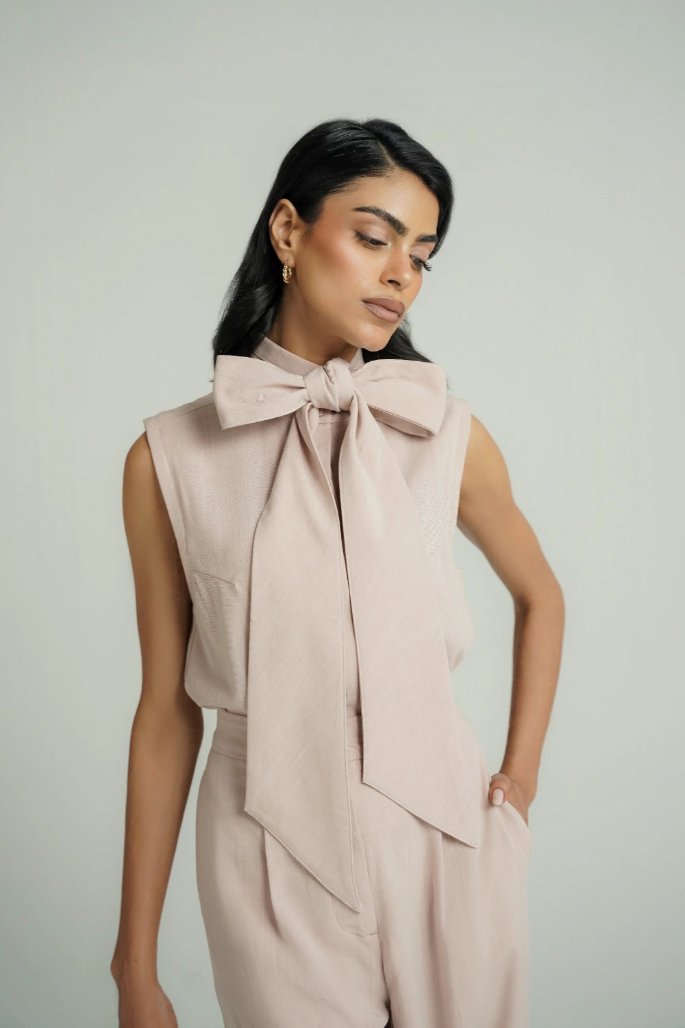 Bow-Tie Blouse Salmon Pink