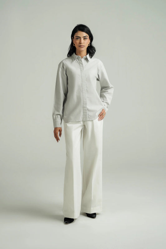 Loose Fit Cotton Shirt - Indigo