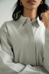 Loose Fit Cotton Shirt - Indigo