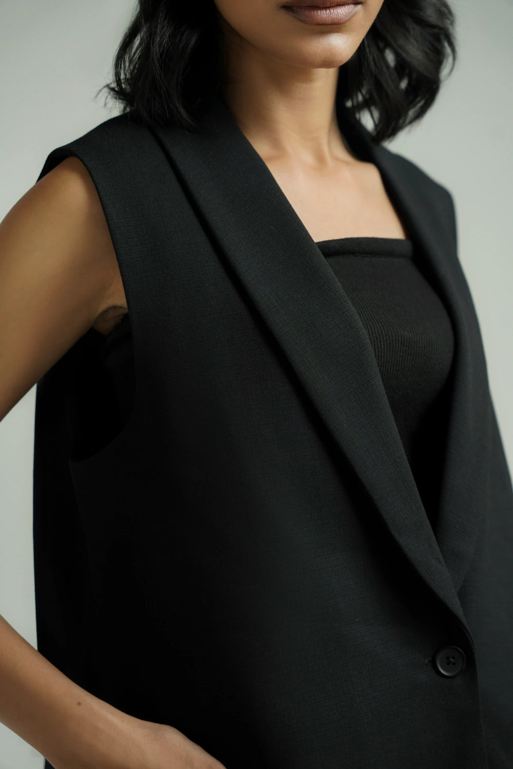 Womens Loose Fit Blazer Black-thumbmail-5