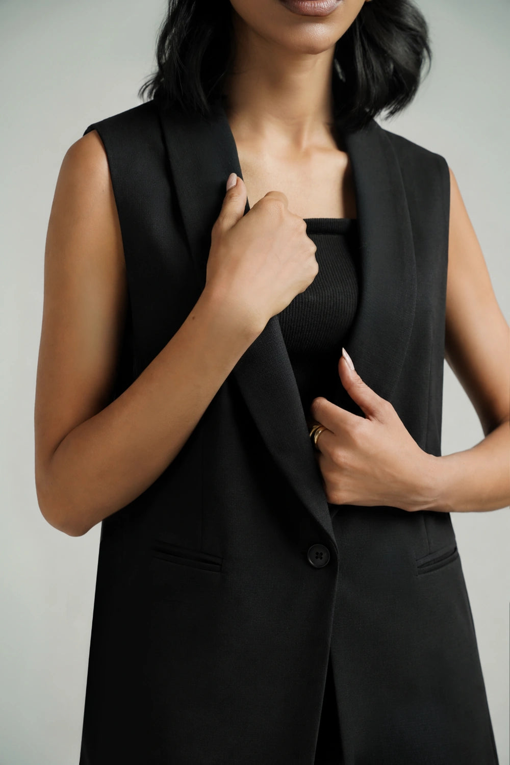 Womens Loose Fit Blazer Black-thumbmail-6