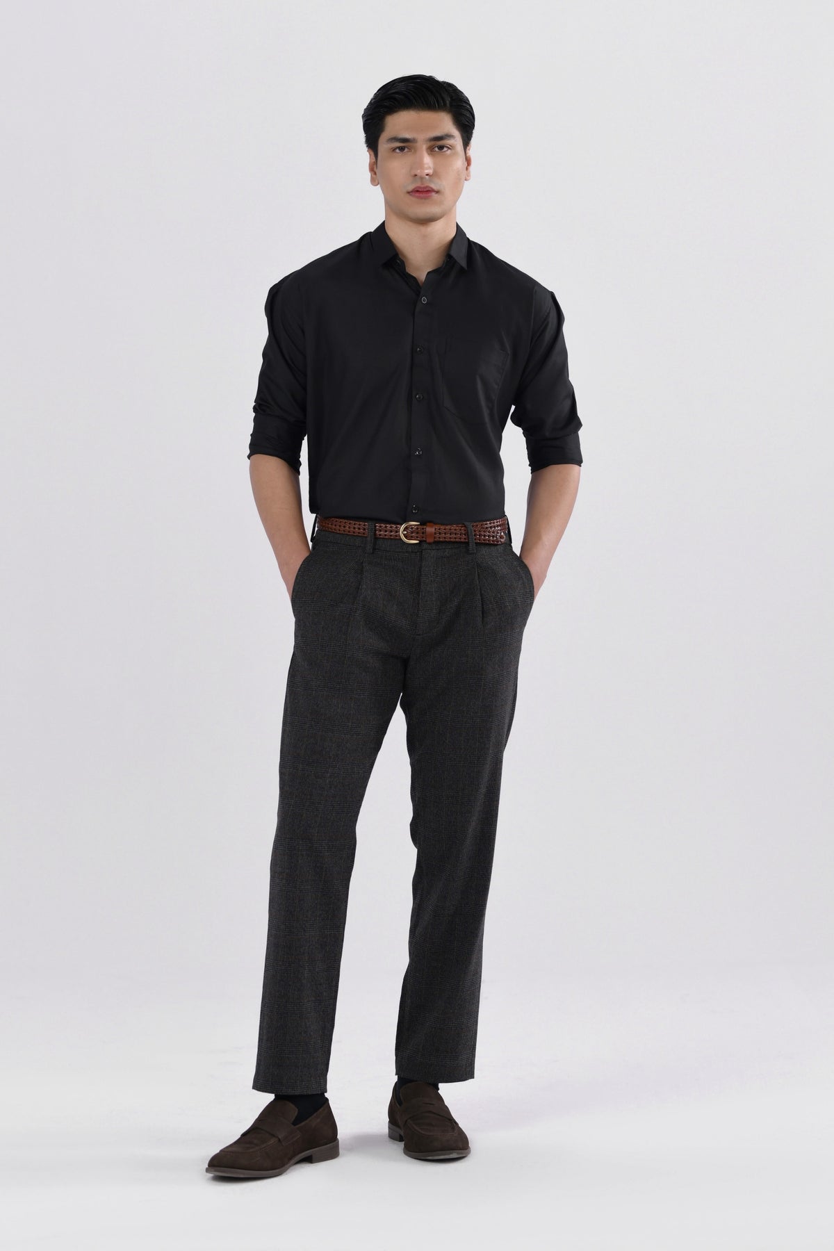 Windowpane Straight Fit Pants-thumbmail-6