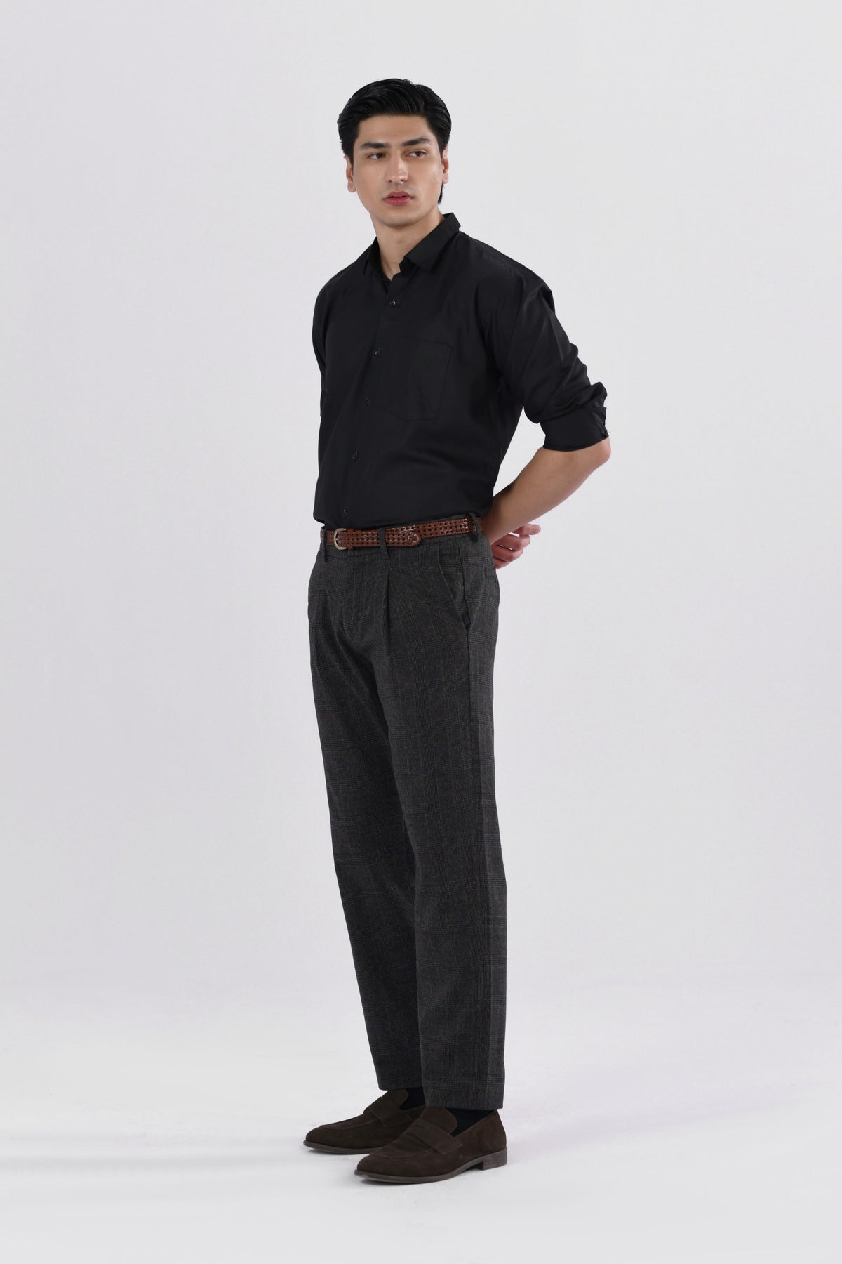 Windowpane Straight Fit Pants-thumbmail-5