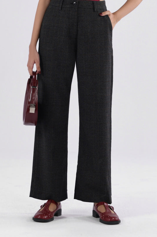 Windowpane Straight Leg Pants