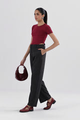 Windowpane Straight Leg Pants