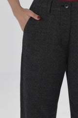 Windowpane Straight Leg Pants
