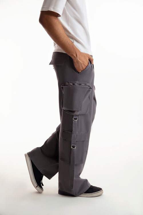 Dark Grey Wide Leg Baggy Cargos - dark-grey