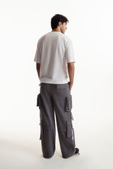 Grey Wide Leg Cargos