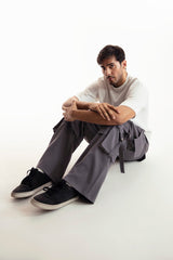 Grey Wide Leg Cargos