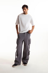 Grey Wide Leg Cargos