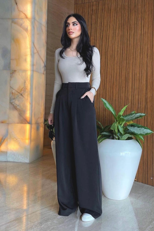 Double Pleated Wide Leg Pants