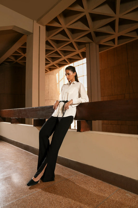 Front Slit Flared Pants