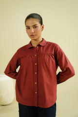 GATHERED TOP - MAROON
