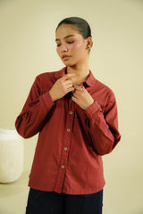 GATHERED TOP - MAROON