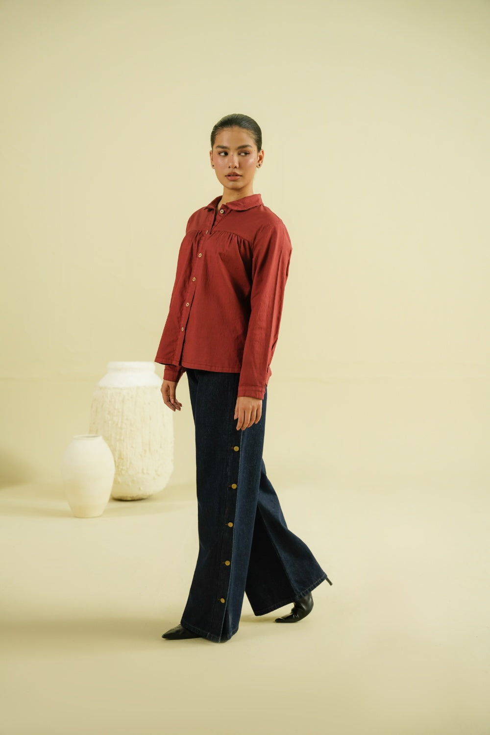 GATHERED TOP - MAROON-thumbmail-5