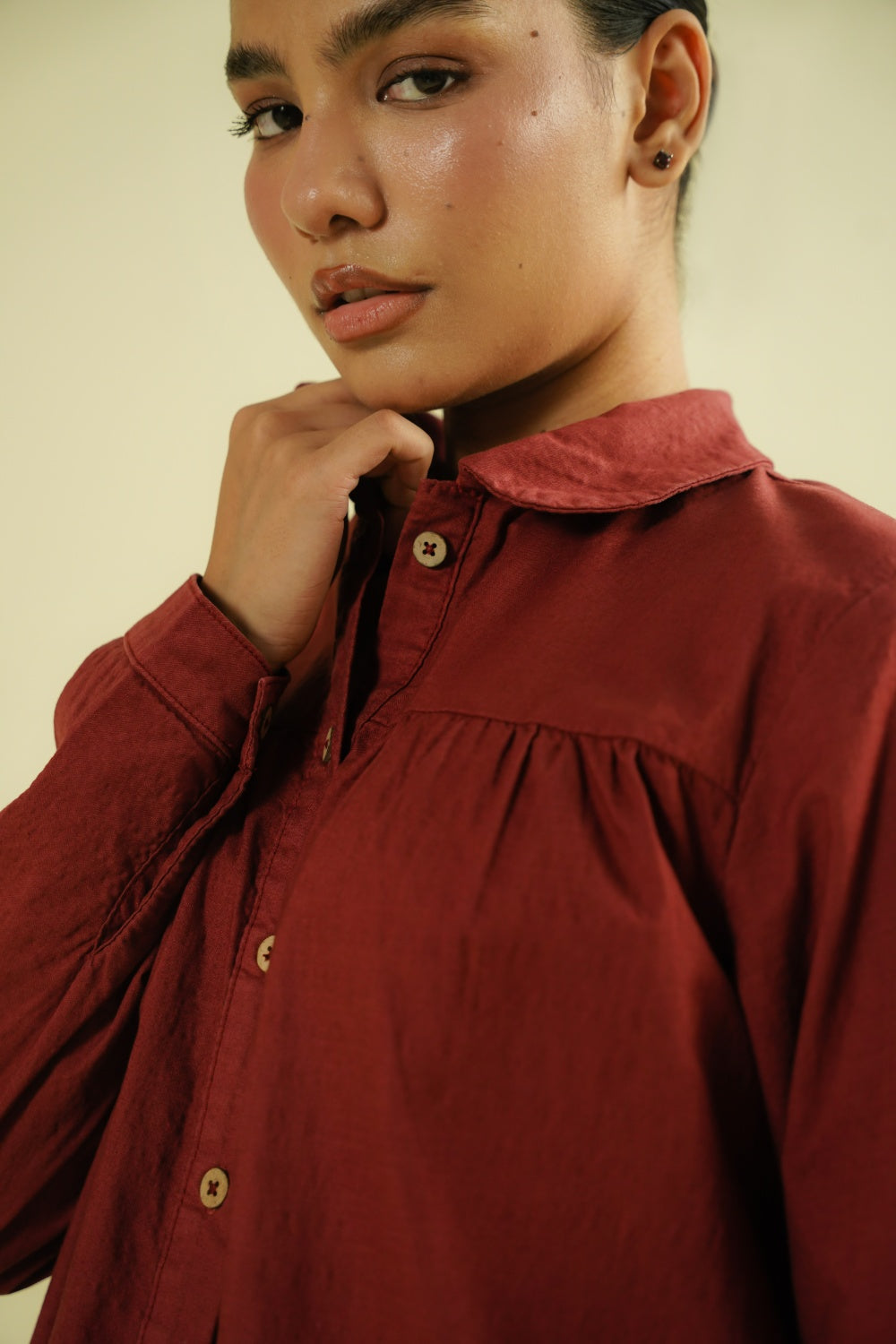 GATHERED TOP - MAROON-thumbmail-6