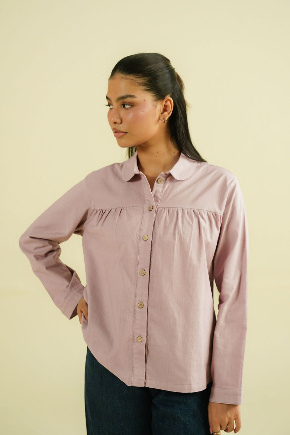GATHERED TOP - MAUVE