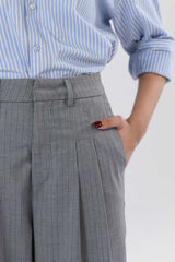 Pinstripes Pleated Wide Leg Pants