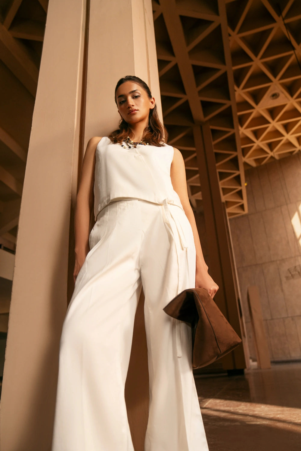 Cross Wrap & Wide-Leg Linen Set-thumbmail-2