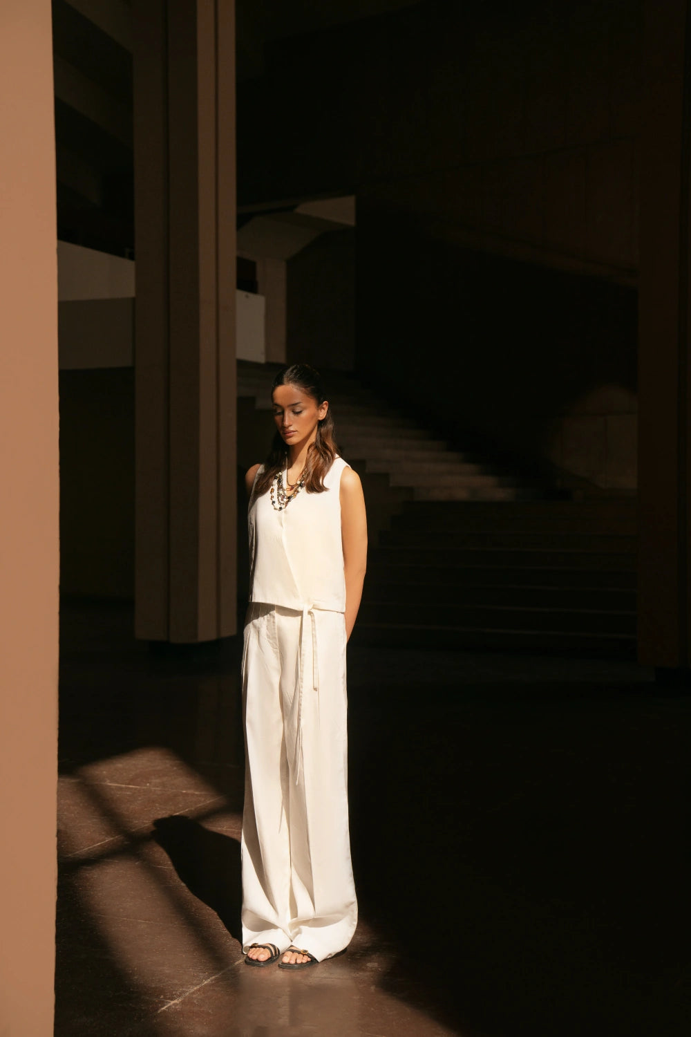 Cross Wrap & Wide-Leg Linen Set