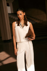Cross Wrap & Wide-Leg Linen Set