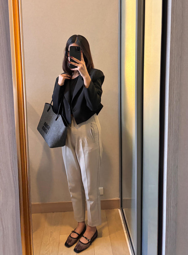 Beige High Waisted Fitted Pants extra image