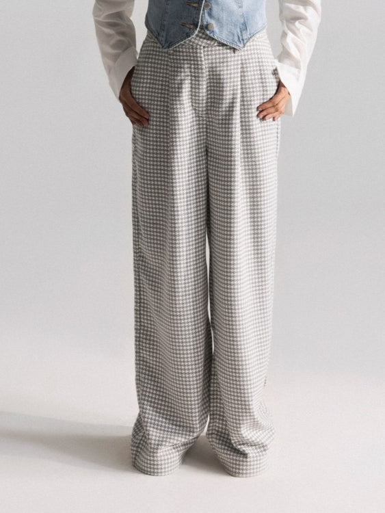 Houndstooth Pleated Pants - XL Size