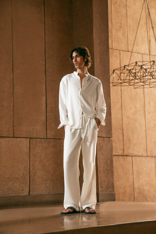 Linen Wide Leg Pants - Elasticated