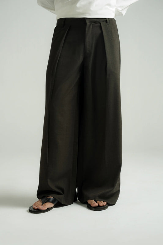 Experimental Wide Leg Pants Moss