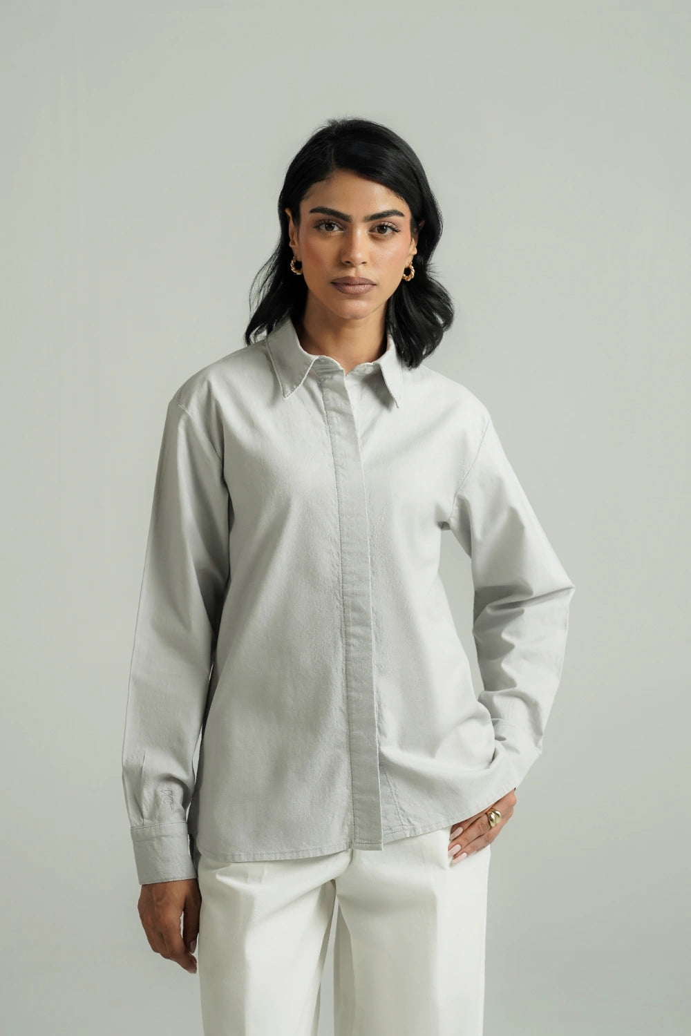 Loose Fit Cotton Shirt - Indigo