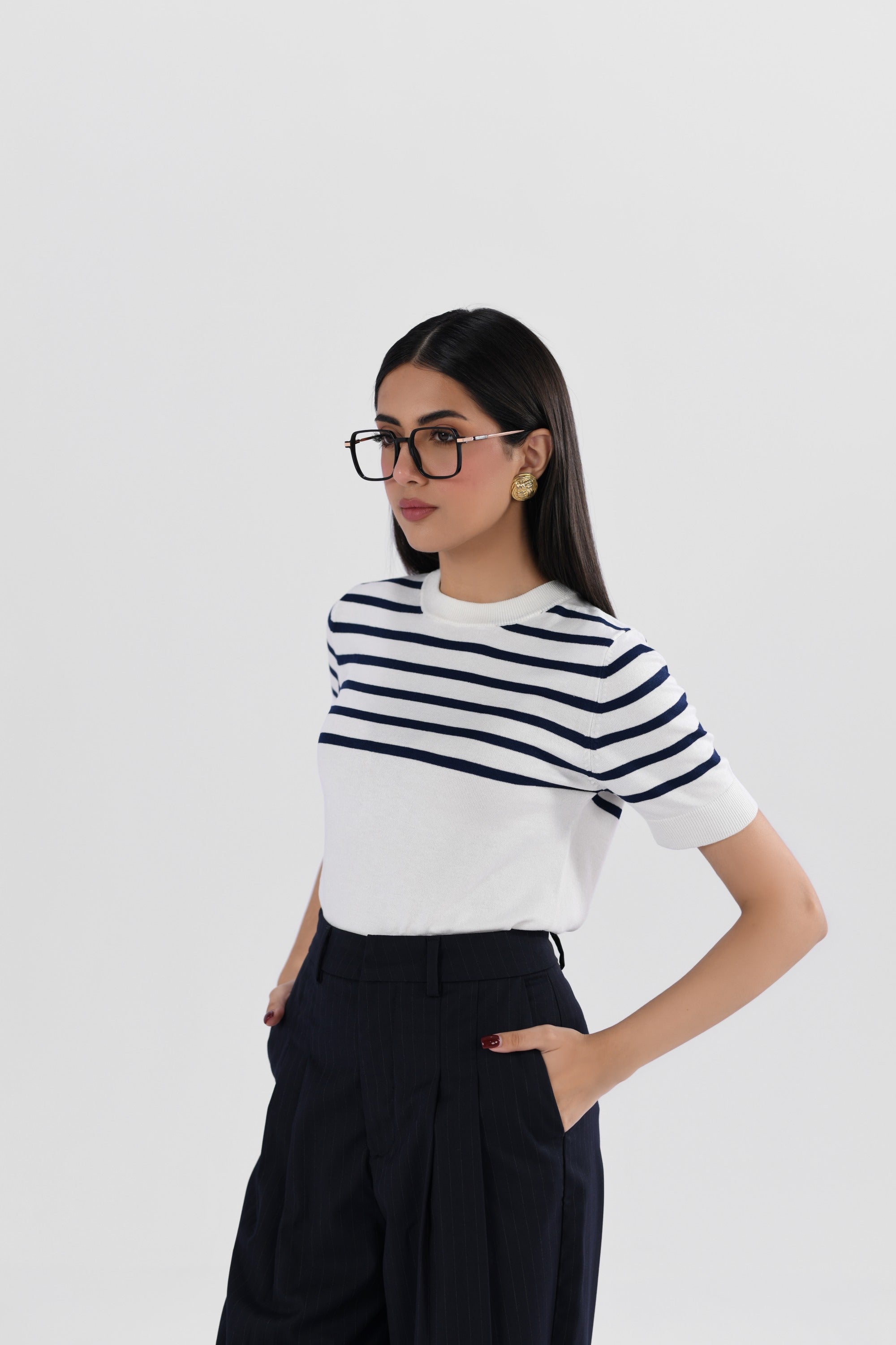 Pinstripes Pleated Wide Leg Pants