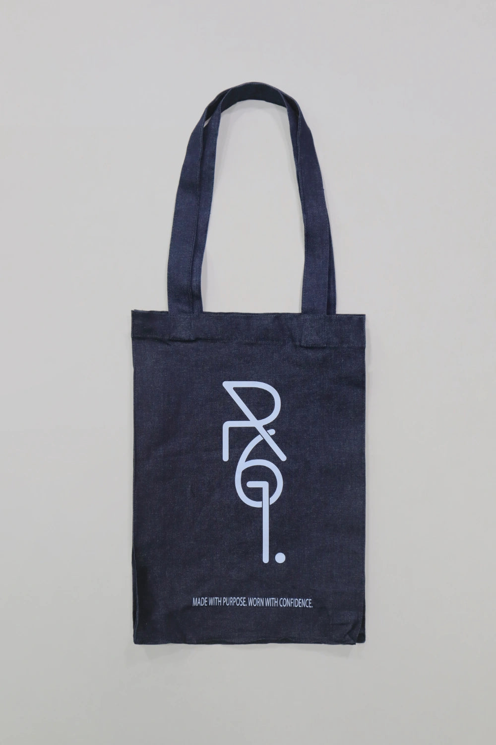 Navy Denim Tote Bag - Center Logo