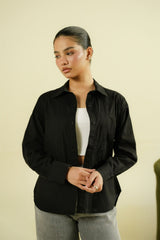 PLEATED SHIRT - BLACK