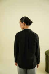 PLEATED SHIRT - BLACK