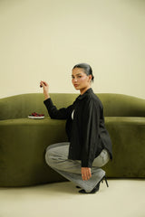 PLEATED SHIRT - BLACK
