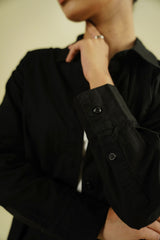 PLEATED SHIRT - BLACK