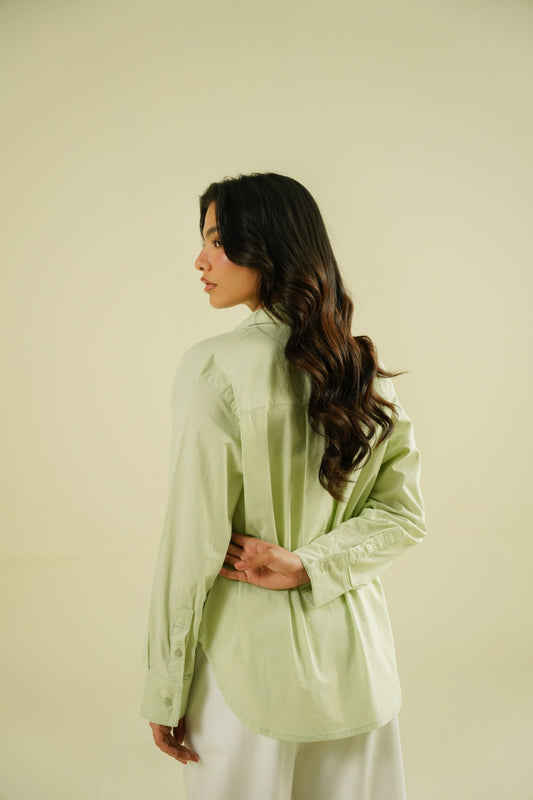 PLEATED SHIRT - PALE GREEN